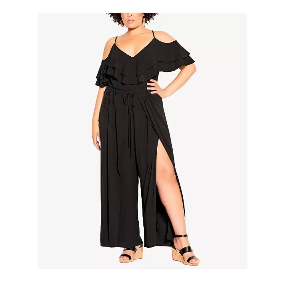 Sz S (16/0XL) City Chic Jumpsuit Split Front NWT
